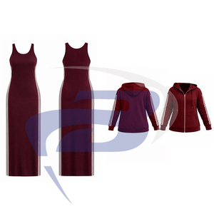 Robe longue moulante sans manches pour femme avec veste à capuche zippée, ensemble deux pièces, style sport décontracté, robe longue pour femme, logo personnalisé - Product Image 1