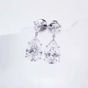 Boucles d'oreilles en or blanc pour femmes, diamants taille poire, couleur D, certifiées IGI, bijoux de mariage, style classique - Product Image 2