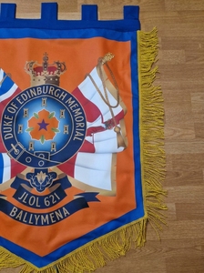 Bandera Conmemorativa del Duque de Edimburgo, Bandera Masónica Personalizada para Logia, Franja Dorada, Azul y Naranja, Estilo Parche de Tela Rectangular, Recuerdo - Product Image 3