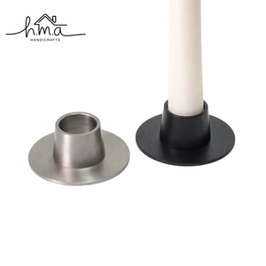 Set of 2 Metal Brass Candle Holders Minimalist Taper Candle Stand Round Base Decorative <b>Table</b> Centerpiece for Home Decor - Product Image 2