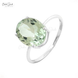 Produit le plus vendu : Bague solitaire en améthyste verte ovale facettée 9x11mm, en argent sterling 925 avec placage poli miroir, bijoux - Product Image 6