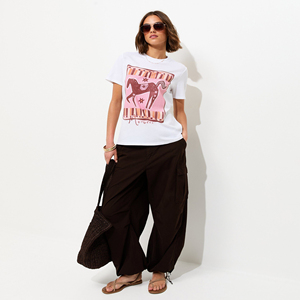 Camiseta Blanca de Algodón con Estampado de Caballo, Talla Grande para Mujer, Manga Corta, Corte Regular, Cuello Redondo, Camisetas Ligeras para Mujer - Product Image 4