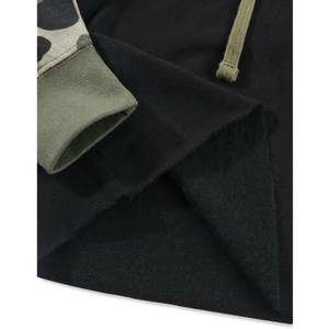 Sudadera con Capucha de Camuflaje para Mujer, Negra, Corta, Informal, de Otoño, de Manga Larga, Tejida, 100% Algodón, Transpirable - Product Image 6