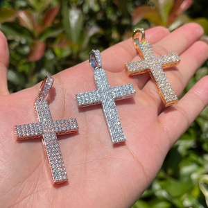 Collar con Colgante de Cruz Iced Out, Micro Pavé, Diamantes Cultivados en Laboratorio, Estilo Hip Hop, Joyería Personalizada al por Mayor - Product Image 1