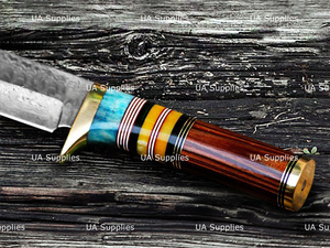 Couteau de chasse en acier au carbone UA Supplies, lame à pointe tombante, manche en cuir, couteau à lame fixe pour la survie en extérieur, épaisseur de 0,5 mm, longueur totale de 13 pouces - Product Image 6