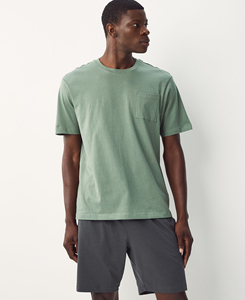 Ensemble de T-shirts personnalisés pour hommes à col rond et manches courtes, en coton vert uni tricoté respirant, imprimé numériquement, décontracté avec poche avant - Product Image 1