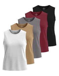 Camiseta sin mangas rosa para mujer, cuello redondo, satén, bordado 3D, secado rápido, transpirable, tejido de punto, color liso, deportiva - Product Image 3