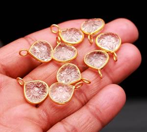 จี้หินควอตซ์คริสตัลธรรมชาติรูปดอกไม้แกะสลักด้วยมือ ประดับด้วยเงินแท้ 925 เหมาะสำหรับทำเครื่องประดับ - Product Image 5