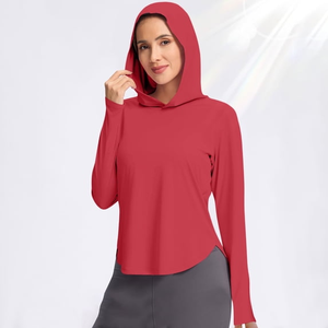 Camiseta con Capucha y Cordón Ajustable para Mujer, 100% Poliéster, Bordada, Informal, para Invierno, Baja Densidad, para Gimnasio y Deporte - Product Image 2