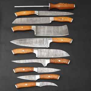 Juego de Cuchillos de Chef de Acero de Damasco de Alta Calidad, 9 Piezas, Hechos a Mano, con Mango de Madera, para Uso en la Cocina, Venta Directa de Fábrica - Product Image 2