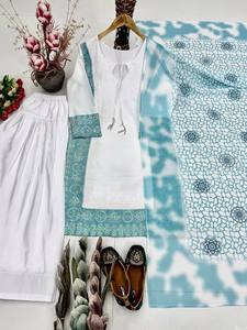 Conjunto de Traje Salwar Farshi para Mujer TENNECY, Seda Natural, Bordado Intenso con Lentejuelas, Reversible, Secado Rápido, para Bodas y Diwali - Product Image 5