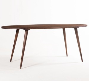 Ensemble de salle à manger en bois de style moderne du milieu du siècle, table ovale avec 6 chaises rembourrées, meubles durables pour la salle à manger - Product Image 2