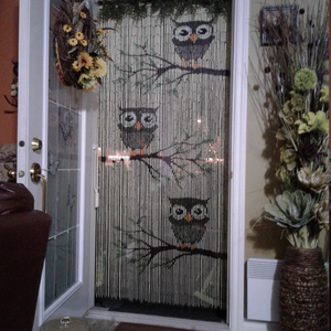 Bamboo Beaded Wall Hanging Owl Design Bohemian Indoor Decor Rectangle Handmade Living Room Door Curtain - Product Image 4