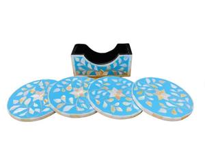 Posavasos y Bandeja Rectangulares Art Deco Únicos con Incrustaciones de Hueso y Patrón Personalizado para Servir en la Cocina - Product Image 4