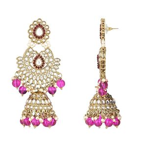 Ensemble collier et boucles d'oreilles en cristal plaqué or 14 carats, style punk, avec design à pompon, pour femmes, bijoux de mariage et de fête - Product Image 4