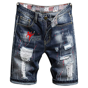 Últimos Pantalones Cortos de Mezclilla Lavada para Hombre, Estilo Urbano, 100% Algodón, Diferentes Colores, Efecto Tie-Dye, Corte Casual - Product Image 1