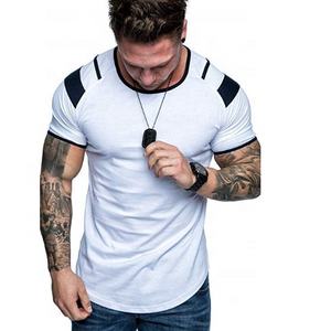 T-shirts pour hommes 2024 de haute qualité, coupe ajustée, style streetwear, ourlet incurvé, panneau sur l'épaule, 100% coton, hip-hop, extensibles, tendance, grandes tailles - Product Image 5