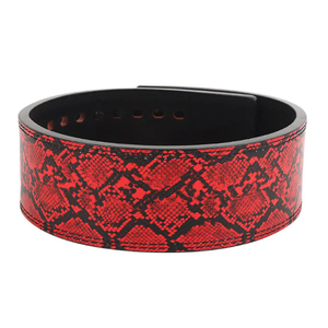 Adjustable Waist Support <b>Belt</b> Red <b>Snake</b> Print Artificial Leather Buckle Closure Weight Lifting Unisex Fitness Safety - Product Image 2