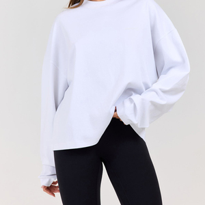 Sudadera de Mujer Personalizada al por Mayor, de Alta Calidad, Popular, Informal, Holgada, con Cuello Redondo, de Color Sólido y Manga Larga - Product Image 1