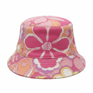 Sombrero de Pescador Unisex Clásico Retro con Bloques de Color y Bordado a Mano, Sombrero de Sol de Piel Sintética con Estampado Personalizado, Rosa, Naranja, Morado - Product Image 1
