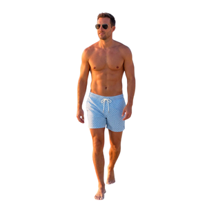 Shorts de bain imprimés modernes pour hommes 100 % polyester tissé séchage rapide taille élastique cordon de serrage décontracté été sports de plein air - Product Image 1