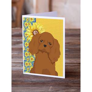 Girasoles de verano Caprichoso Ruby Cavalier Spaniel A7 Tamaño 5x7 Paquete 8 Tarjetas de felicitación en blanco con sobres para mensajes de notas - Product Image 2