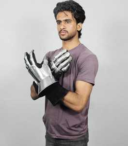Ensemble de gants de chevalier en acier inoxydable plaqué argent, armure médiévale, costume de cosplay - Product Image 4