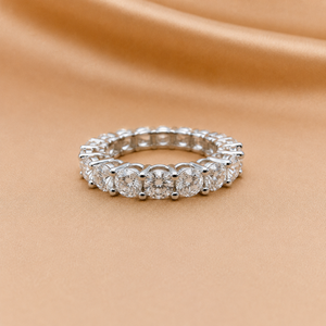 Anillo de Compromiso de Eternidad Completa con Moissanita, Corte Redondo, Lujoso, con Engaste de Garras, Chapado en Oro Blanco de 14K, Joyería para Mujer - Product Image 1