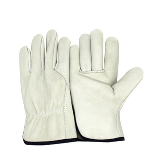Gants de sécurité en cuir pleine fleur, texture lisse, résistants à l'abrasion, antidérapants, avec poignets froncés, gants de travail polyvalents - Product Image 4