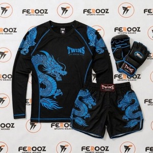 Conjunto de Entrenamiento de Artes Marciales, Camiseta Deportiva de Compresión de Manga Larga con Estampado de Dragón y Pantalones Cortos para Boxeo, Fitness, Ejercicio - Product Image 5