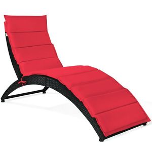 Chaise longue pliable pour patio avec coussin pour utilisation en extérieur - Product Image 1
