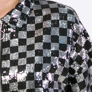 <b>Sequined</b> Check <b>Plus</b> <b>Size</b> Women’s Custom Plaid Crop Winter <b>Jacket</b> Manufacturer Cropped Fashion Outerwear for Women - Product Image 4