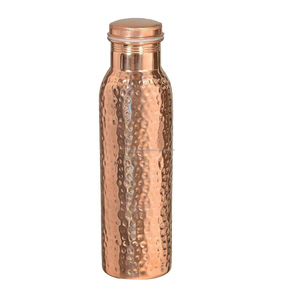 Custom Logo Pure Hammered Copper <b>Flask</b> Ayurvedic Health Sports Water <b>Bottle</b> Manufacturer - Product Image 1