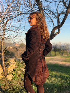 Victorian Fleece Coat Steampunk Festival <b>Jacket</b> with Lace Womens Warm <b>Gothic</b> Inspired Winter Outerwear - Product Image 4