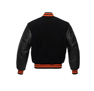 Chaqueta Universitaria de Béisbol para Hombre, Personalizada con Logotipo Bordado en la Parte Delantera, Negra, Larga, para Parejas, 100% Algodón Transpirable - Product Image 6
