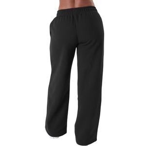 Pantalon de survêtement noir pour femme, coupe large, en molleton doux, taille élastique, décontracté, pour la gym, l'entraînement, la détente et les activités sportives - Product Image 2