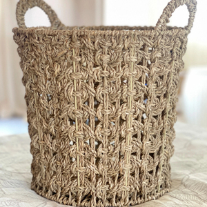 ตะกร้าเก็บของทำมือจากหญ้าทะเลพร้อมหูหิ้ว ตะกร้าเก็บของทำมือขายส่ง เป็นมิตรกับสิ่งแวดล้อม ผลิตในเวียดนาม - Product Image 5
