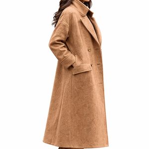 Manteau long élégant pour femmes, mélange de laine, manteau d'hiver classique, coupe confortable, tissu doux et respirant, rembourrage en coton - Product Image 4