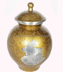 Fast Selling Modern Handmade Exclusive Urn for Human Ashes Custom Engraved Black and Gold Brass Cremation Urn with Bag - Product Image 5