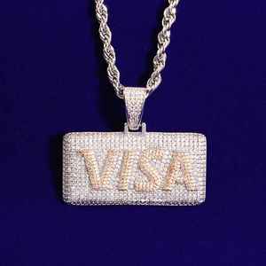 Pendentif VISA de luxe en moissanite sertie de pierres, or bicolore et blanc, bijoux hip-hop à l'éclat intense - Product Image 2