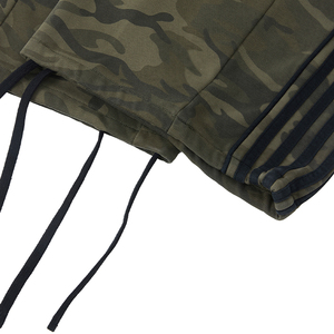 Custom logo Men <b>Women</b> Camo Wide Leg Stripes Drawstring Waist Streetwear Casual Loose Sweatpants with Tie Hem - Product Image 4