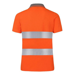 Polo de sécurité en polyester personnalisable unisexe avec logo sur mesure, vêtement de sécurité haute visibilité réfléchissant, manches courtes, respirant et résistant à la chaleur - Product Image 2