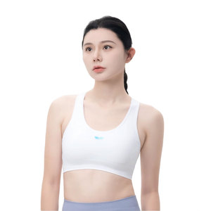 สปอร์ตบราคุณภาพสูงรุ่นใหม่สำหรับผู้หญิง ระบายอากาศได้ดี มีโลโก้ด้านหน้า รองรับทรงได้ดี เหมาะสำหรับโยคะ ฟิตเนส และออกกำลังกายที่ยิม สายรัดปรับได้ คอรูปตัวยู - Product Image 1