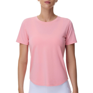 Camiseta Casual de Cuello Redondo y Manga Corta para Mujer, Mezcla de Algodón, Secado Rápido, Transpirable, Colores y Logotipo Personalizables, Ropa de Verano al por Mayor - Product Image 2