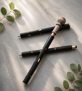 Canne de marche en bois de luxe avec poignée florale en métal, élégante canne de gentleman, canne décorative artisanale vintage - Product Image 3