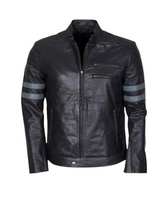 เสื้อแจ็คเก็ตคาเฟ่เรเซอร์สีดำสไตล์เรโทรสำหรับผู้ชาย - Product Image 1