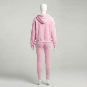 Custom Women <b>Pink</b> Velour Zip Up Tracksuit Hooded <b>Sweatshirt</b> Jogger Set Casual Streetwear Sportswear Two Piece Apparel - Product Image 3
