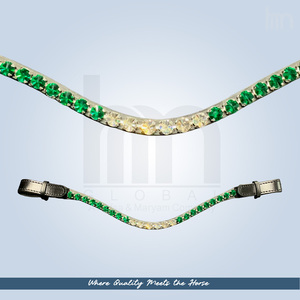 Brida de cuero de lujo azul zafiro cosida a mano con cristales Arena para caballo, cabezada de doma ecuestre personalizada, venta al por mayor OEM - Product Image 6