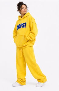 Survêtement à capuche surdimensionné pour femme en molleton de coton épais avec broderie chenille française et pantalon de jogging à taille élastique - Product Image 4