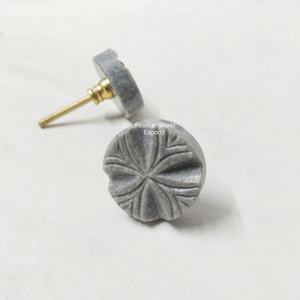 Rustic Floral Grey Stone round Drawer Pull <b>Knob</b> <b>Adjustable</b> for Dresser Kitchen Cabinets Bathroom Vanity Home Decor Furniture - Product Image 3